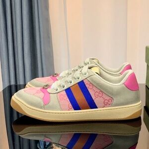 Gucci Women’s Sneakers with Pink and Blue Accents